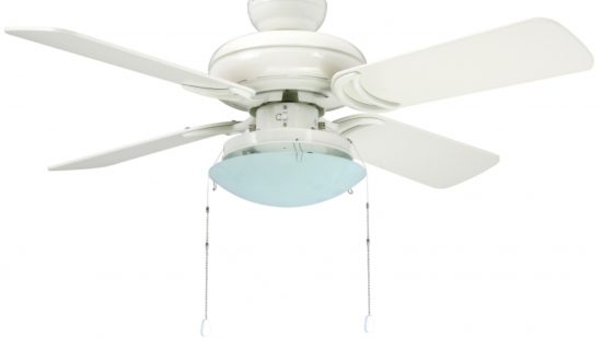 Hunter design ceiling fan Bayport 107cm 42" in White with pull cord 