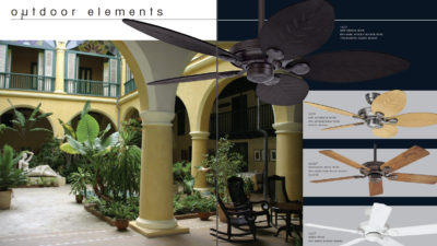 Hunter Outdoor Elements IP Rated Ceiling Fan In Raw Aluminium Wicker Palm Fronds, 54"/137cm, Lifetime Warranty.