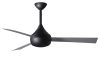 Donaire ceiling fan in Matte Black with Brushed Stainless blades with light cap manufactured by Matthews Fan Company.