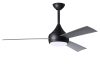 Donaire ceiling fan in Matte Black with Brushed Stainless blades without light cap manufactured by Matthews Fan Company.
