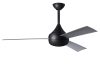 Donaire ceiling fan in Matte Black with Brushed Stainless blades with light cap manufactured by Matthews Fan Company.