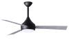 Donaire ceiling fan in Matte Black with Barn Wood blades without light cap manufactured by Matthews Fan Company.