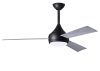 Donaire ceiling fan in Matte Black with Barn Wood blades without light cap manufactured by Matthews Fan Company.