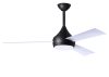 Donaire ceiling fan in Matte Black with Gloss White blades without light cap manufactured by Matthews Fan Company.