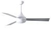 Donaire ceiling fan in Gloss White with Brushed Stainless blades with light cap manufactured by Matthews Fan Company.