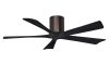 Irene-5H 6-speed ceiling fan shown in brushed bronze finish with 52" matte black blades by Matthews Fan Company.