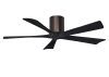 Irene-5H 6-speed ceiling fan shown in brushed bronze finish with 52" matte black blades by Matthews Fan Company.
