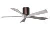 Irene-5H 6-speed ceiling fan shown in brushed bronze finish with 52" barn wood blades by Matthews Fan Company.