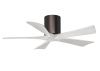 Irene-5H 6-speed ceiling fan shown in brushed bronze finish with 42" matte white blades by Matthews Fan Company.