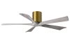 Irene-5H 6-speed ceiling fan in Brushed Brass finish with 52" Barn Wood blades by Matthews Fan Company.