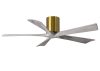 Irene-5H 6-speed ceiling fan in Brushed Brass finish with 52" Barn Wood blades by Matthews Fan Company.