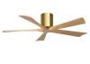 Irene-5H 6-speed ceiling fan in brushed brass finish with 52" Light Maple blades by Matthews Fan Company.