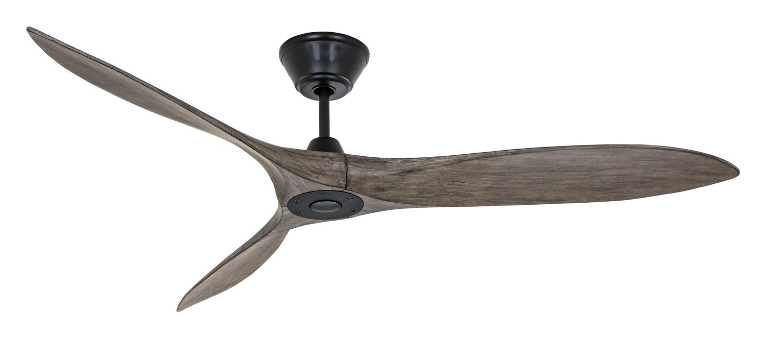 Henley Zephyr Propeller Solid Wood Eco DC Designer Ceiling Fan - 60 inch/152cm Lifetime Warranty - Matt Black, Grey Wash