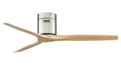 MrKen 3D Solid Wood Designer Hugger Low Energy DC Ceiling Fan - Brushed Nickel with Maple Blades