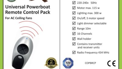Henley Powerboat Remote Control Pack for Hunter Ceiling Fans with Spike Voltage Protector